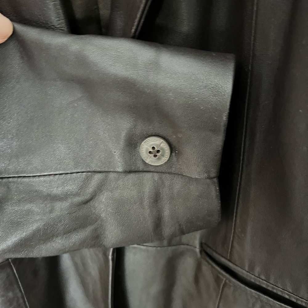 Denim and Co. qvc smooth brown leather distressed oversized blazer - Picture 8 of 10